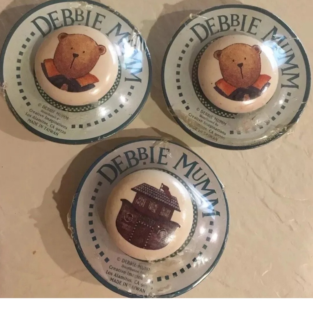 Lot/3- Vintage Debbie Mumm Child’s Room Dresser Knobs - Noah’s Ark and (2) Bears